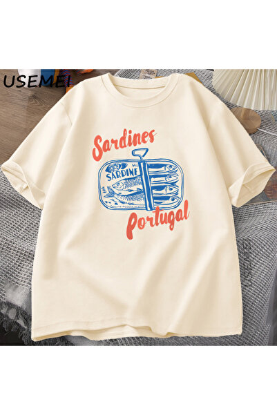 Tarzsokak Tricou Sardine Canned Fish Portugalia Tricou Vintage Travel Fish TG...