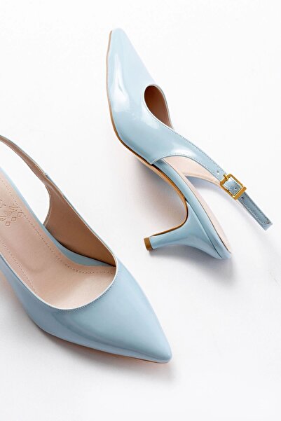 Genel Markalar ST-1152 Bebe Mavi Rugan Günlük 7 cm Topuklu Kadın Ayakkabı