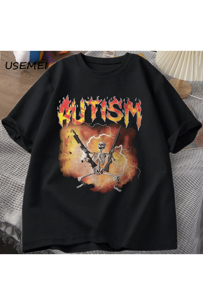 Tarzsokak Αυτιστικό αστείο μπλουζάκι με σκελετό ανδρικό γυναικείο γραφικό μπλ...