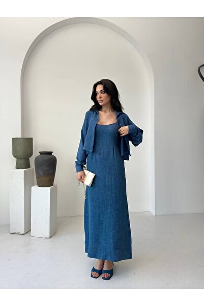 Butik İndigo Gömlekli Modal Keten