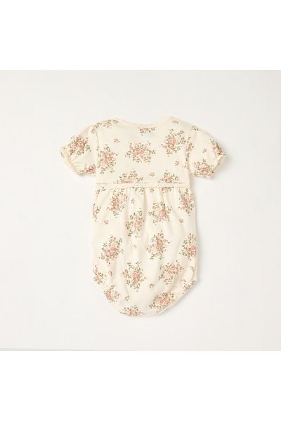 Juniors Floral Print Romper with Snap Button Closure