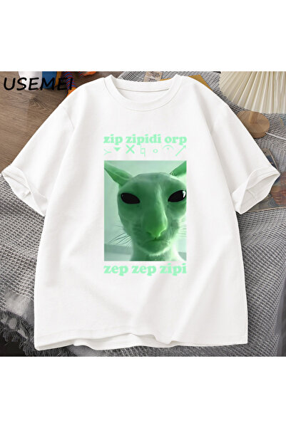 Tarzsokak Tricou amuzant Alien Cat Dank Meme pentru bărbați și femei Brainrot...