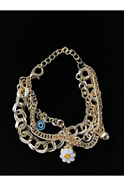 Bonicce Daisy Evil Eye Beaded 3-Piece Steel Bracelet Stainless Steel