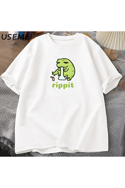 Tarzsokak Funny Rippit T-Shirt Frog Graphic t Shirt Causal Cotton Short Sleev...