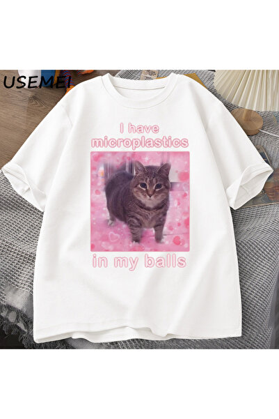 Tarzsokak Микропластмаси в топките ми Забавен котешки мем Тениска за мъже и ж...