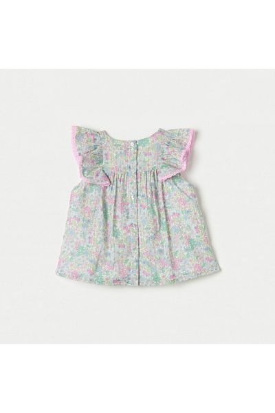 giggles All-Over Floral Print A-Line Short Sleeves Top