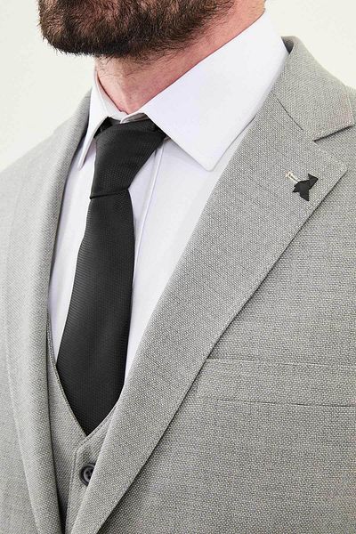 Mcr Patterned Slim Fit Mono Collar Men's Suit Gray - 45404.25Y
