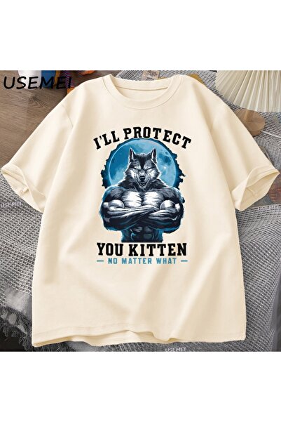 Tarzsokak Θα σε προστατεύω ανάμεσα στο γατάκι, αν το έχω, ανδρικό μπλουζάκι α...