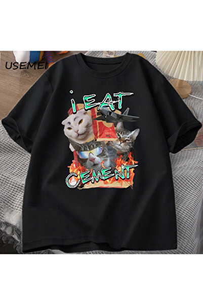 Tarzsokak Аз съм циментова котка тениска забавна котка мем иронична тениска у...