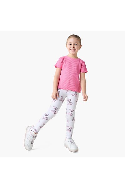 Juniors Bow Print Leggings with Elasticated Waistband