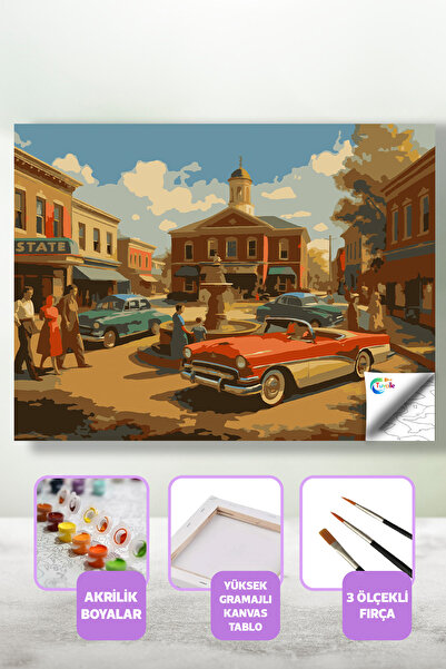 Tuvalle Zamanın Kalbinde Bir Gün Sayılarla Boyama Seti, Hobi Seti, 40X50 Tabl...