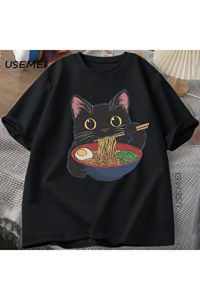 Tarzsokak تي شيرت رامين كات على الطراز الياباني تي شيرت لمحبي القطط تي شيرت ك...