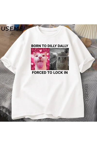 Tarzsokak تي شيرت برسومات مضحكة للقطط التي تضطر إلى قفل ديلي دالي، تي شيرت لل...