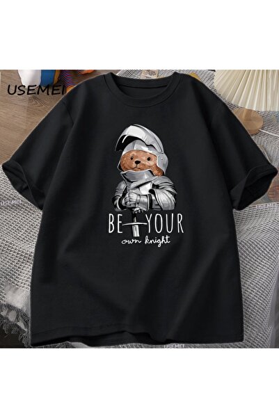 Tarzsokak Tricou Own Knight Bear pentru bărbați, casual, din bumbac, cu mânec...