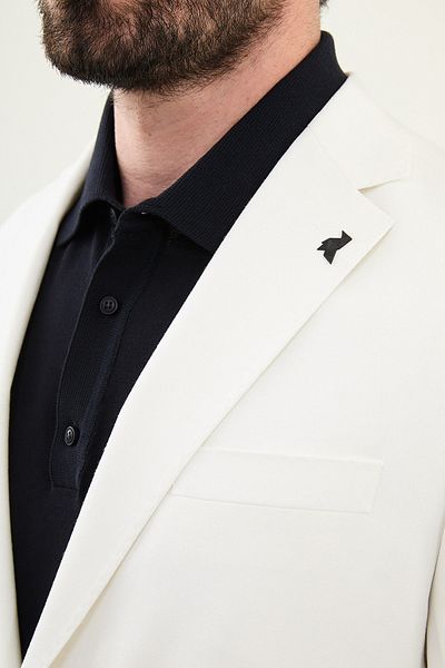 Mcr Straight Slim Fit Mono Collar Linen Men's Jacket Ecru - 41455.25Y