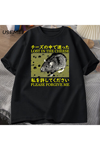 Tarzsokak Tricou în stil japonez Lost Cheese Rat pentru bărbați, din bumbac, ...