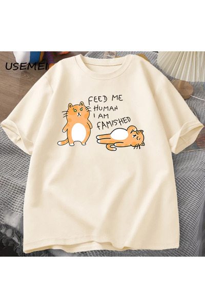 Tarzsokak Μπλουζάκια Ανδρικά Γυναικεία με Αστείο Σχέδιο Γάτας, Καλοκαιρινά Βα...