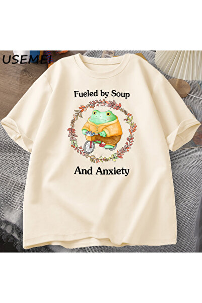 Tarzsokak Σούπα και άγχος T-shirt αστείο γραφικό μπλουζάκι βάτραχος Βαμβακερό...