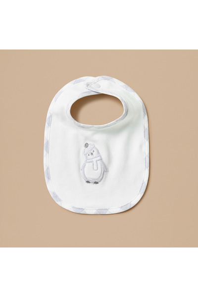 giggles Penguin Applique Bib with Snap Button Fastening