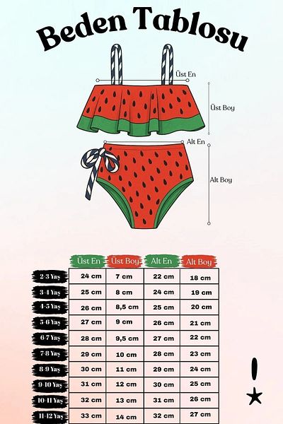 Little Honey Bunnies Watermelon Patterned Children's Bikini Swimsuit