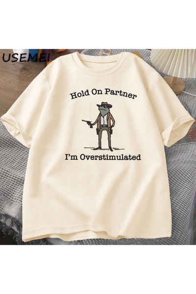 Tarzsokak تي شيرت Partner Im Overstimulated تي شيرت قطني مريح بأكمام قصيرة عل...