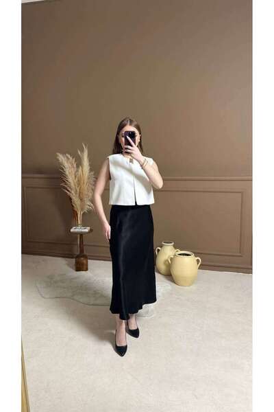 Butik Siyah Saten Etek