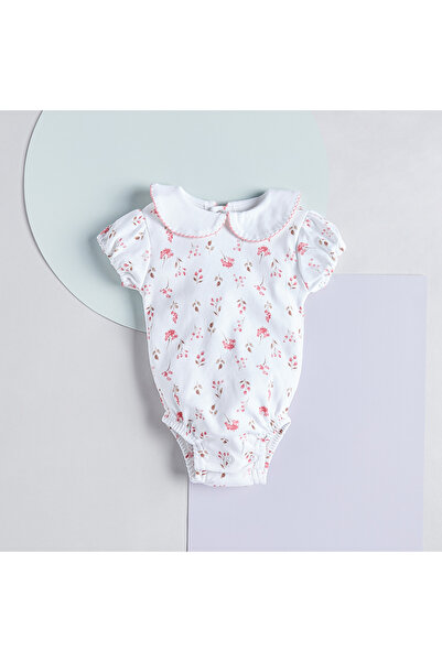 Juniors All-Over Floral Print Bodysuit with Peter Pan Collar