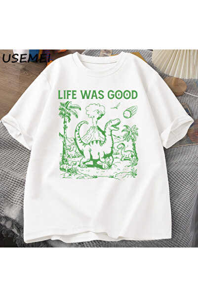 Tarzsokak تي شيرت مضحك على شكل ديناصور ميمي تي شيرت الحياة جيدة حمقى تي شيرت ...