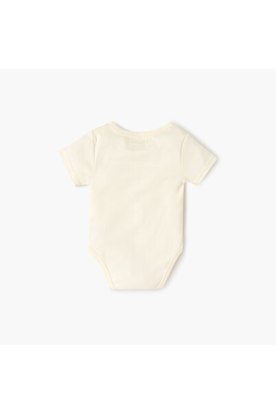 giggles Bunny Embroidered Bodysuit with Short Sleeves and Button Closure