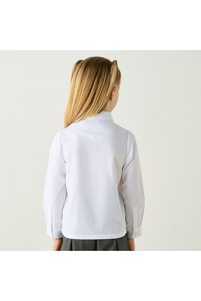Juniors Solid Lace Detail Shirt with Peter Pan Collar and Long Sleeves