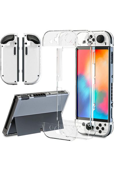 NO N4ME Upgraded Switch OLED Clear Case, Clear Protective Case Cover for Switch, Switch OLED Protective Case