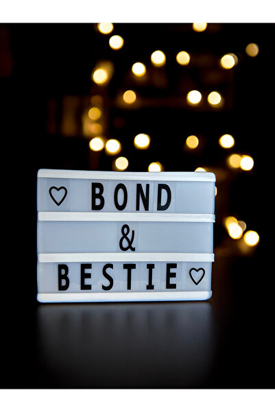 Bond and Bestie Light Box Led Işıklı Yazı Panosu 96 Harfli Dekoratif Led Işıklı Mesaj Panosu 30 X 22 Cm