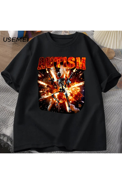 Tarzsokak Tricou cu schelet amuzant autist pentru femei, bărbați, tricou cu s...