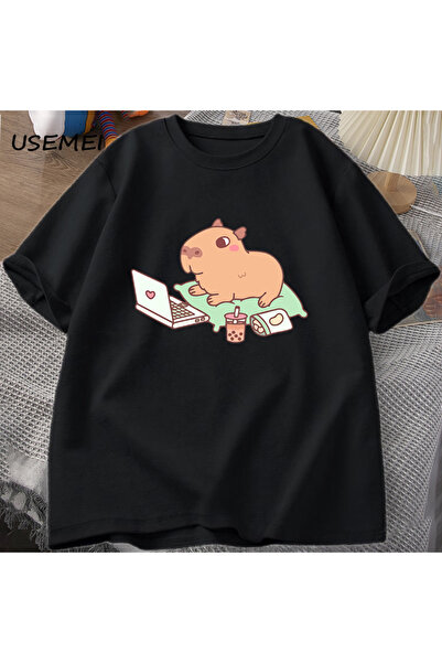 Tarzsokak Tricou Capybara Use Computer pentru bărbați, amuzant, largi, din bu...