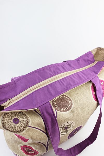 İLKYAZ Geanta de plaja pentru dama mov cu model inchidere cu fermoar 45x32x13 Cm