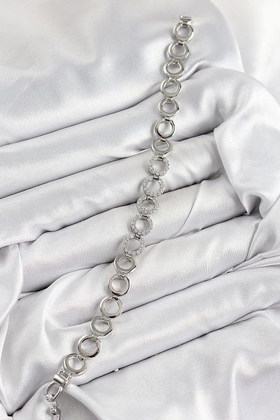 Clariss Brass Zircon Stone Row Ring Model Silver Color Women's Bracelet