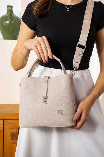 POLO CLUB Geantă de mână și umăr cu curea încrucișată lungă cu 3 compartimente pentru femei (23x21 cm)
