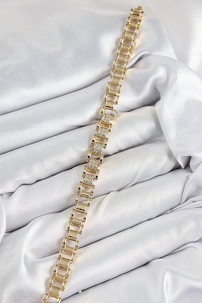 Clariss Brass Zircon Stone Partial Model Gold Color Women's Bracelet