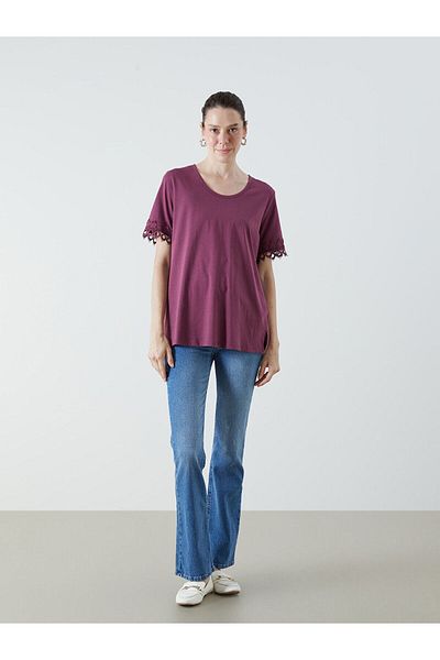 LC Waikiki Crew Neck Lace Detailed Women's T-Shirt