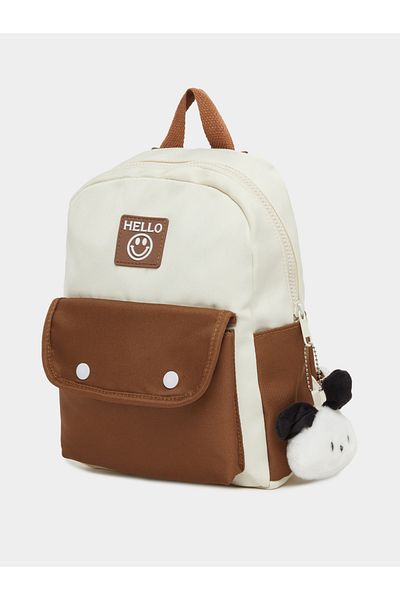 Styli Boys Contrast Pocket Backpack with Bear Charm