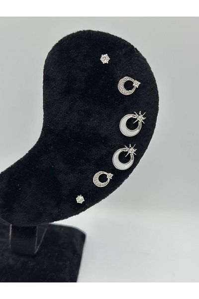 MyladyAccessoriess مجموعة أقراط مكونة من 6 قطع من Ay Yıldız (فولاذ)