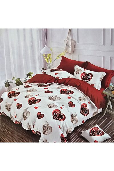 Kotonia Home Thick and Fine Bed Linen, 6 Pieces, Xxl - Heart Pattern, Yoyo, 44