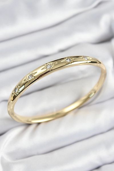 Clariss Brass Zircon Stone Pole Star Model Gold Color Women's Handcuffs
