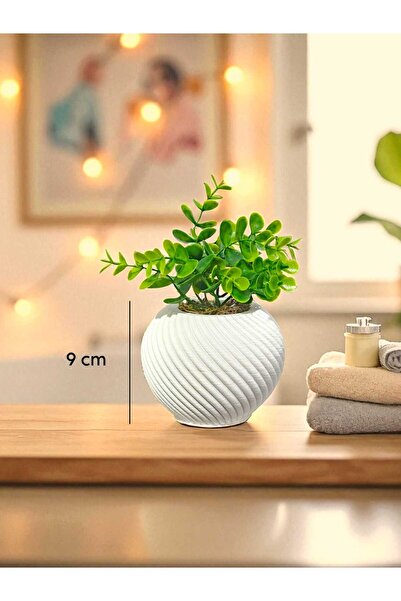 DNZ DEKOR Yapay Çiçekli Dekoratif Beton Saksı