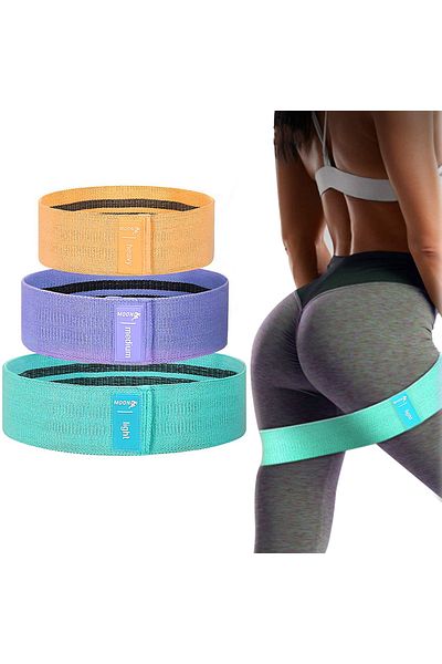 O.L by ODISSEY LIFE Set 3 benzi elastice fitness ODISSEY LIFE®, bumbac și latex, 3 niveluri de rezistență