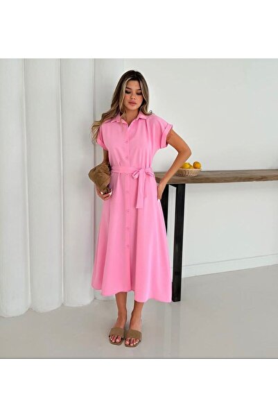 Paydey Φόρεμα μίντι με κουμπιά και ζώνη