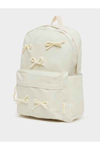 Styli Girls Beige Bow Accent Backpack