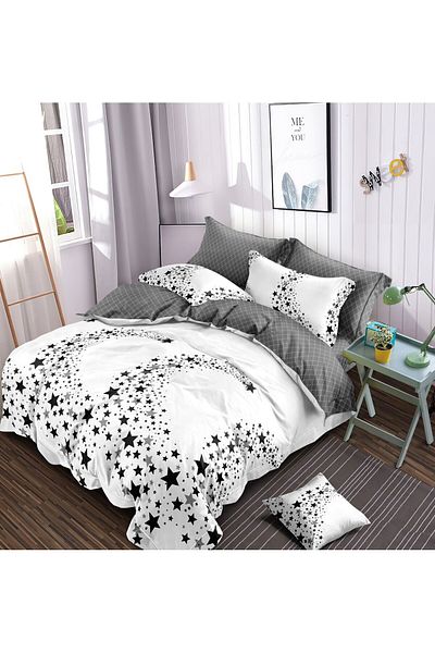 Kotonia Home Thick and Fine Bed Linen, 6 Pieces, Xxl - Star Pattern, Yoyo, 02