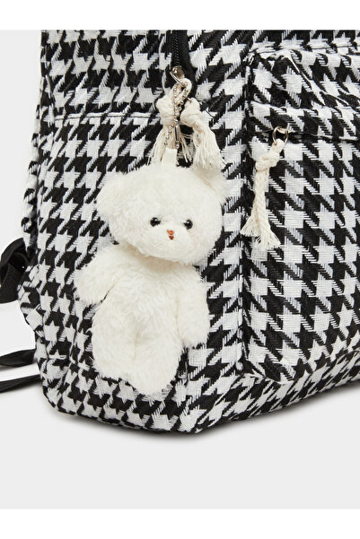Styli Houndstooth Backpack with Bear Charm