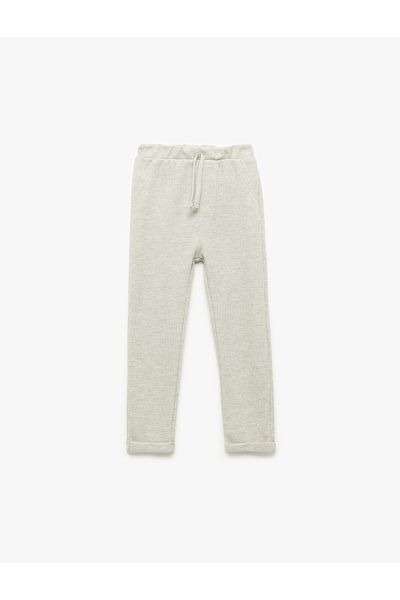 Koton Cotton Textured Basic Sweatpants with Tie Waist